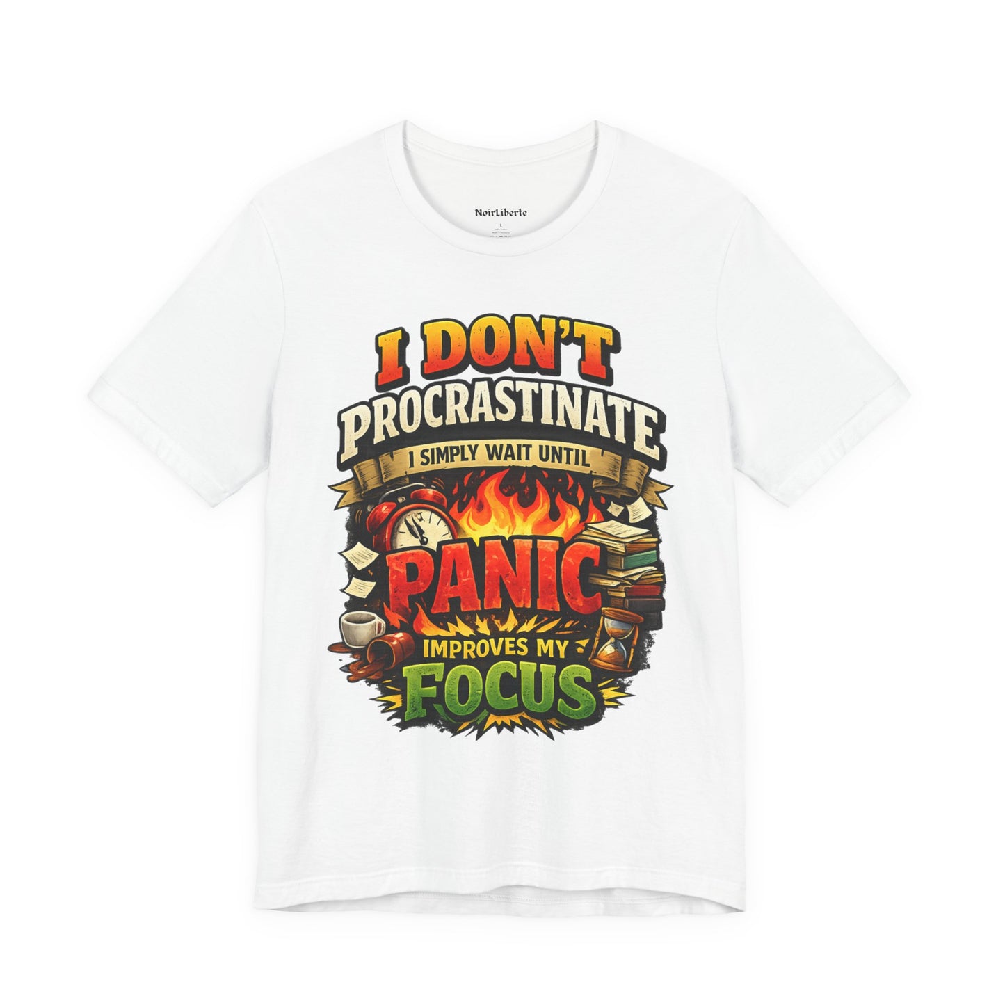 Funny shirt with a procrastinating graphic phrase, White