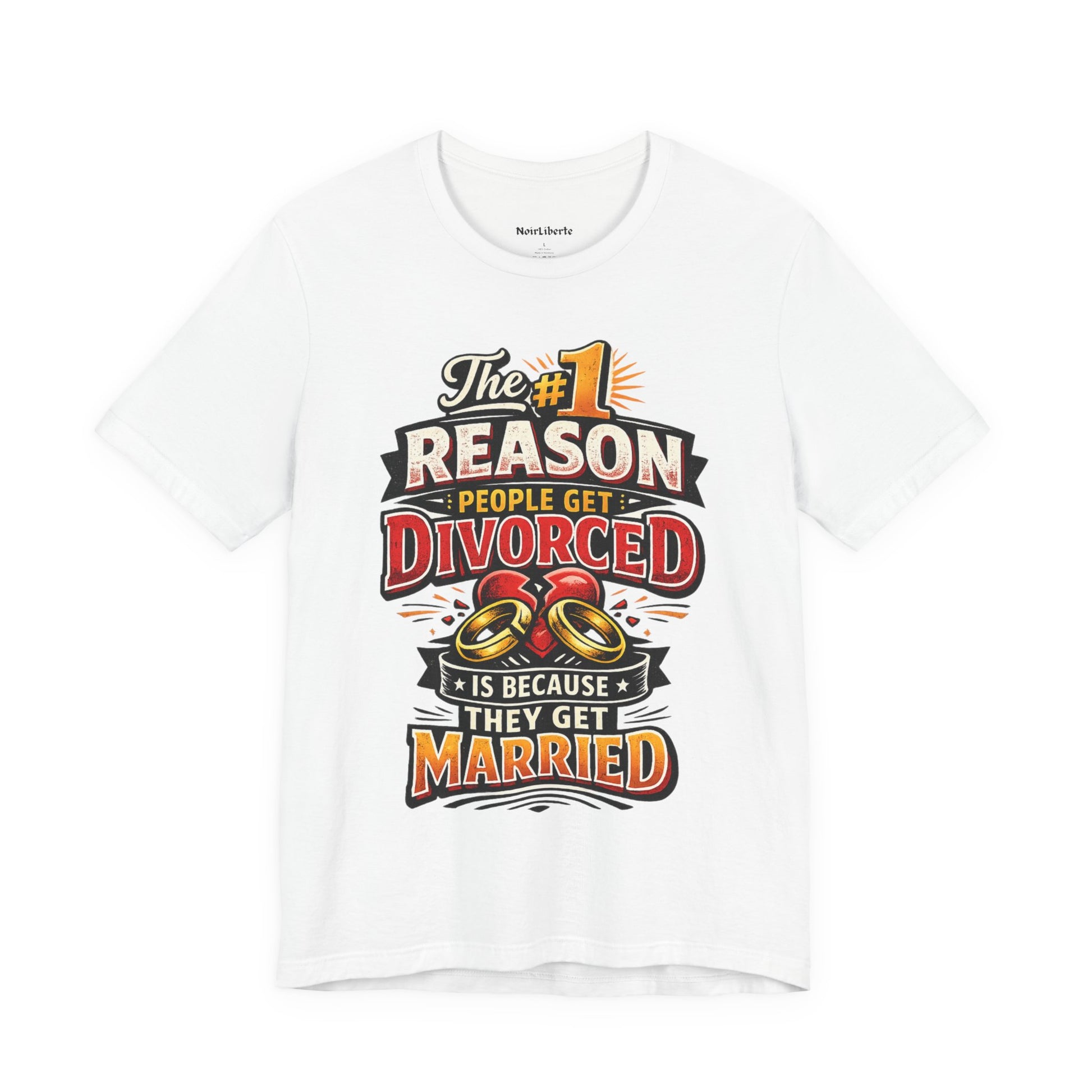 Funny shirt with a divorce graphic saying, White