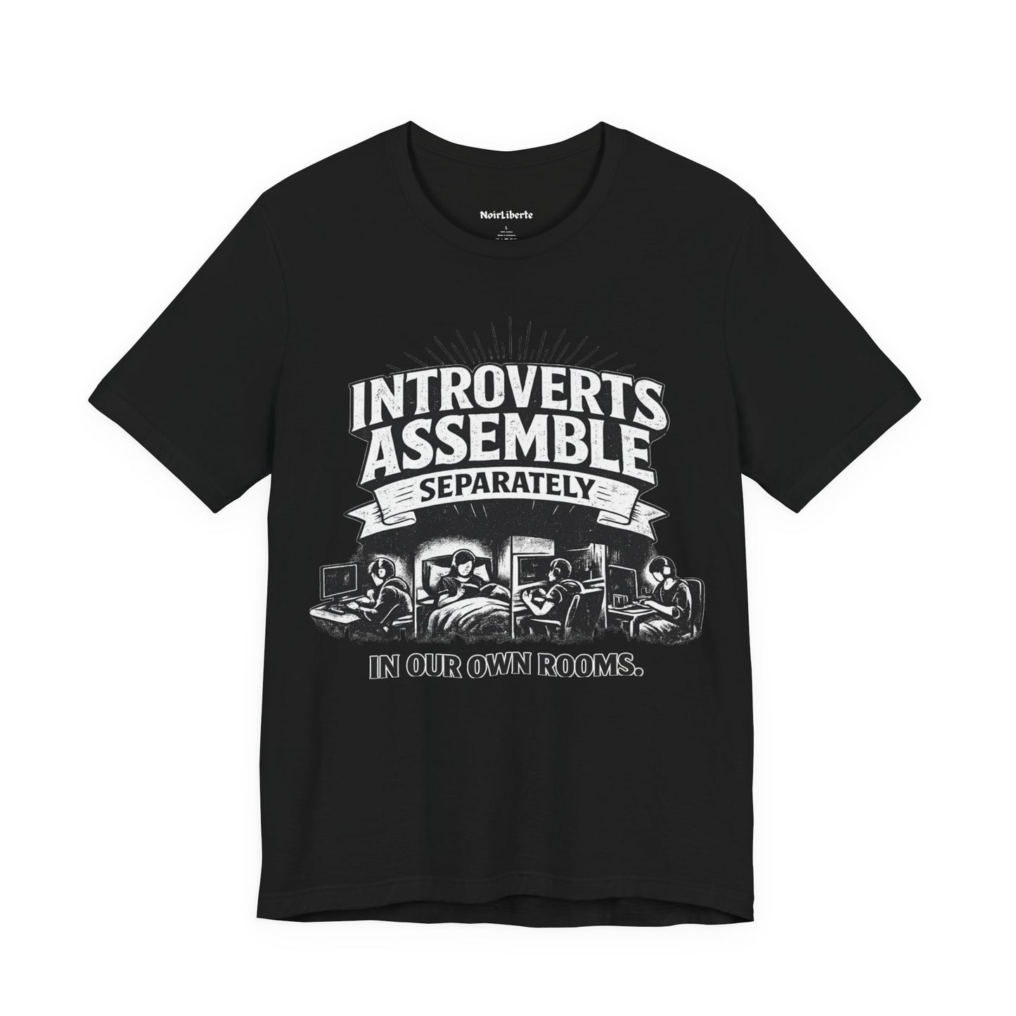 funny shirt with a graphci phrase about introverts, Black