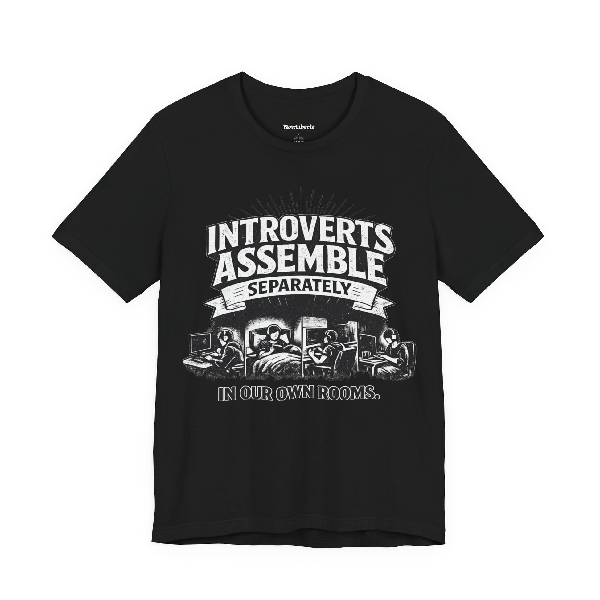 funny shirt with a graphci phrase about introverts, Black