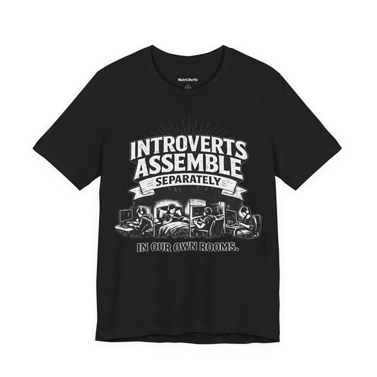 funny shirt with a graphci phrase about introverts, Black