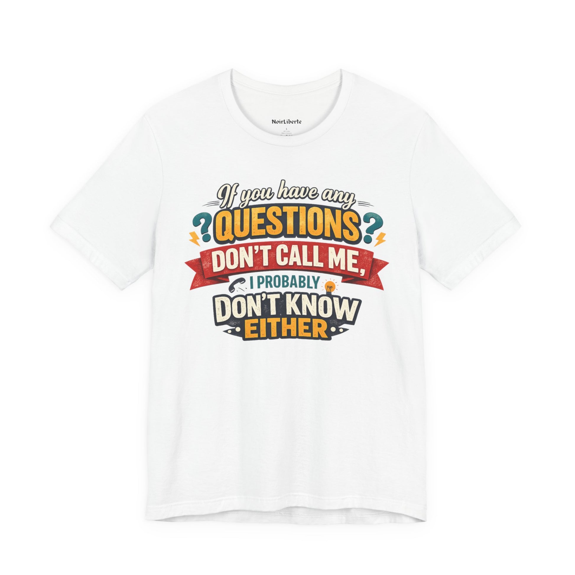 Funny shirt with a graphic phrase about people who are cueless at work, White