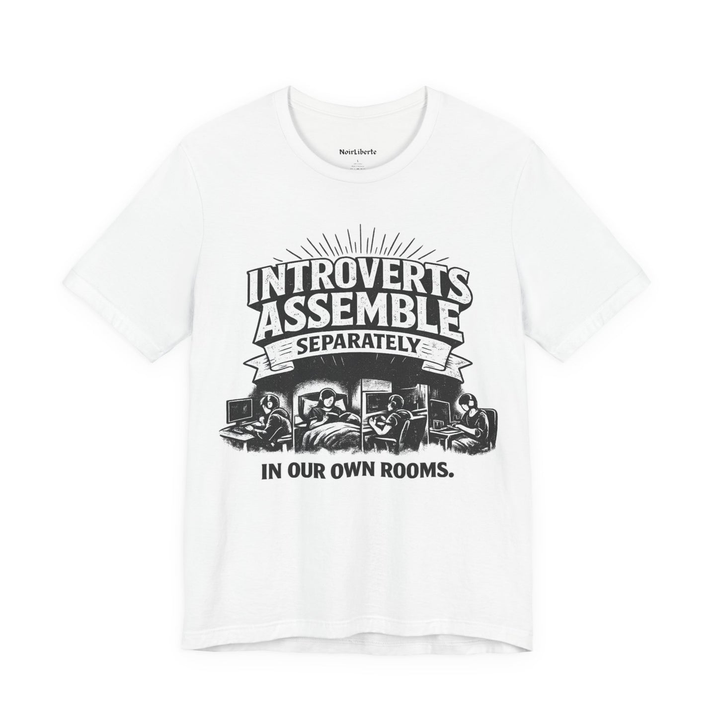 funny shirt with a graphci phrase about introverts, White