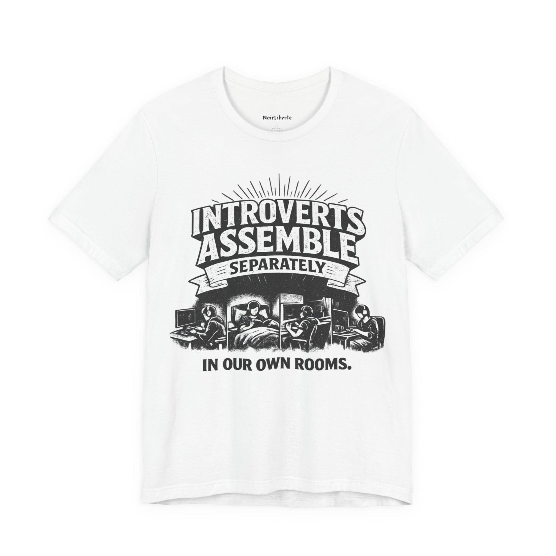funny shirt with a graphci phrase about introverts, White