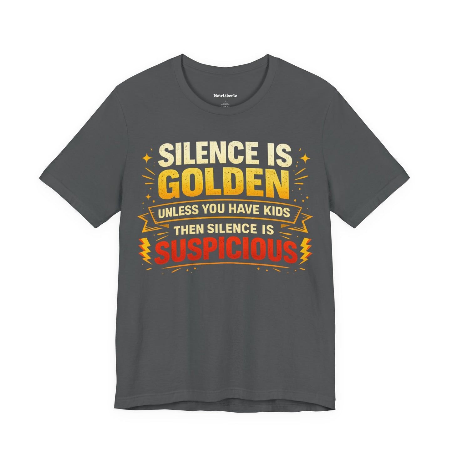 Funny shirt with a graphic phrase about parenting chaos, Grey