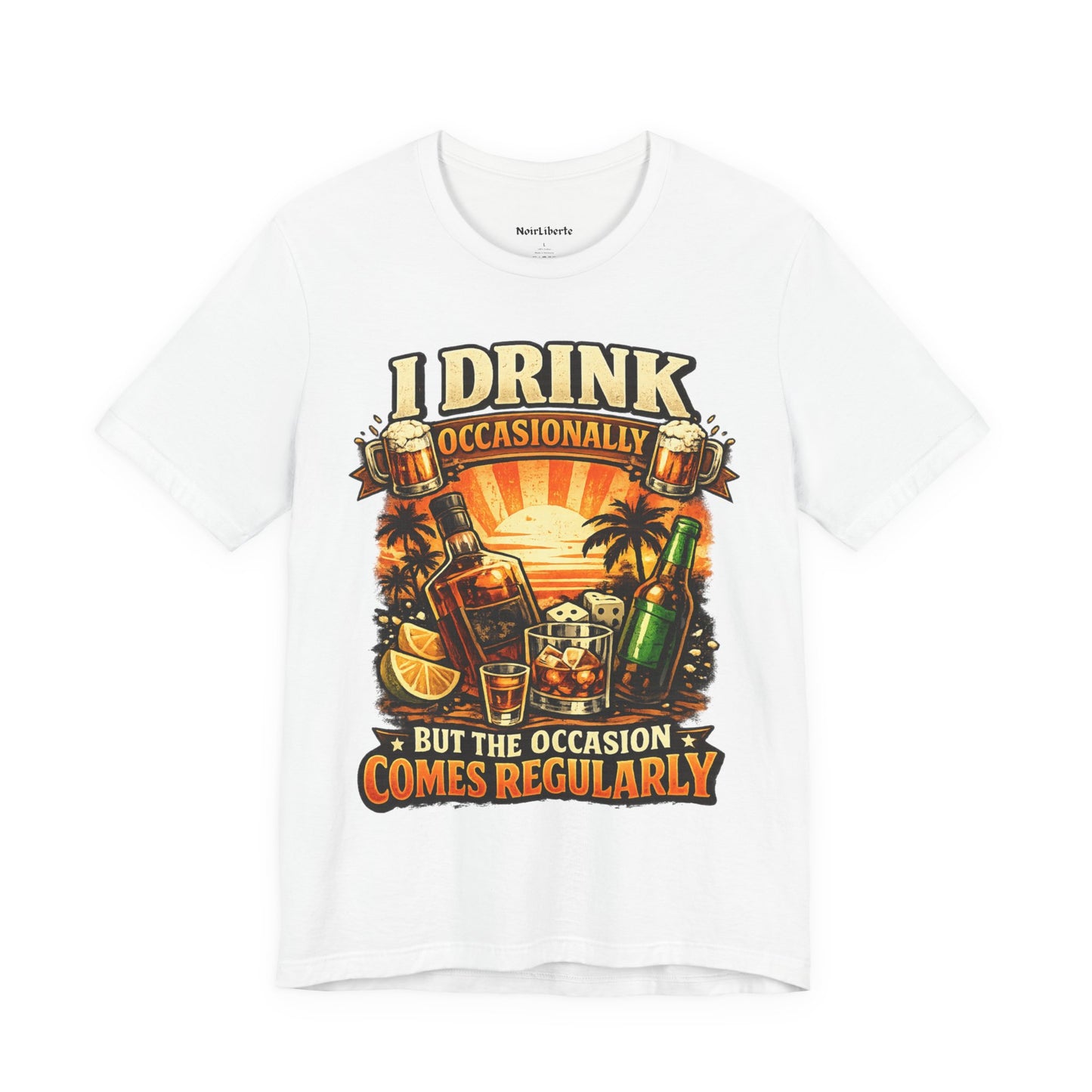 Funny shirt with a drinking graphic phrase, White