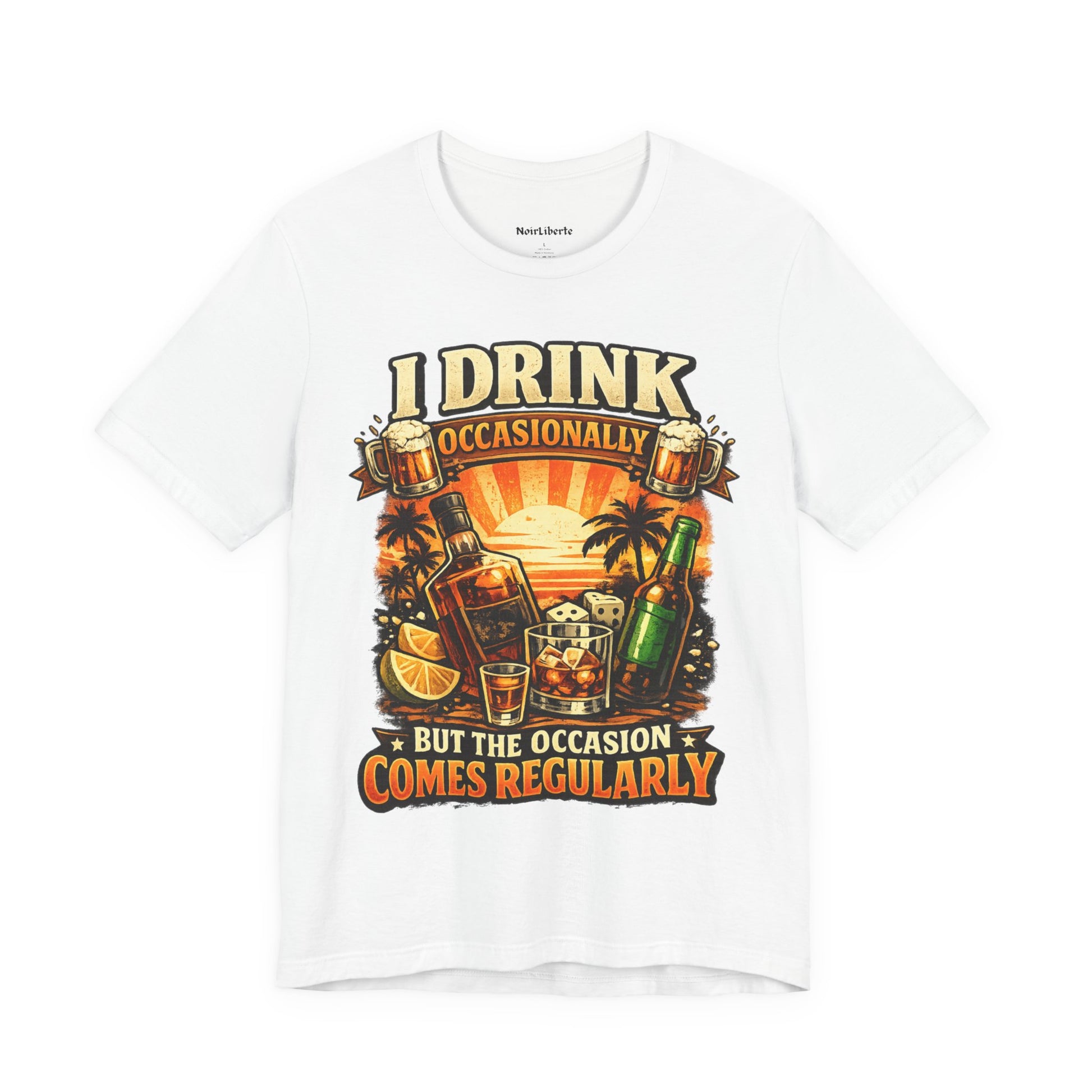 Funny shirt with a drinking graphic phrase, White
