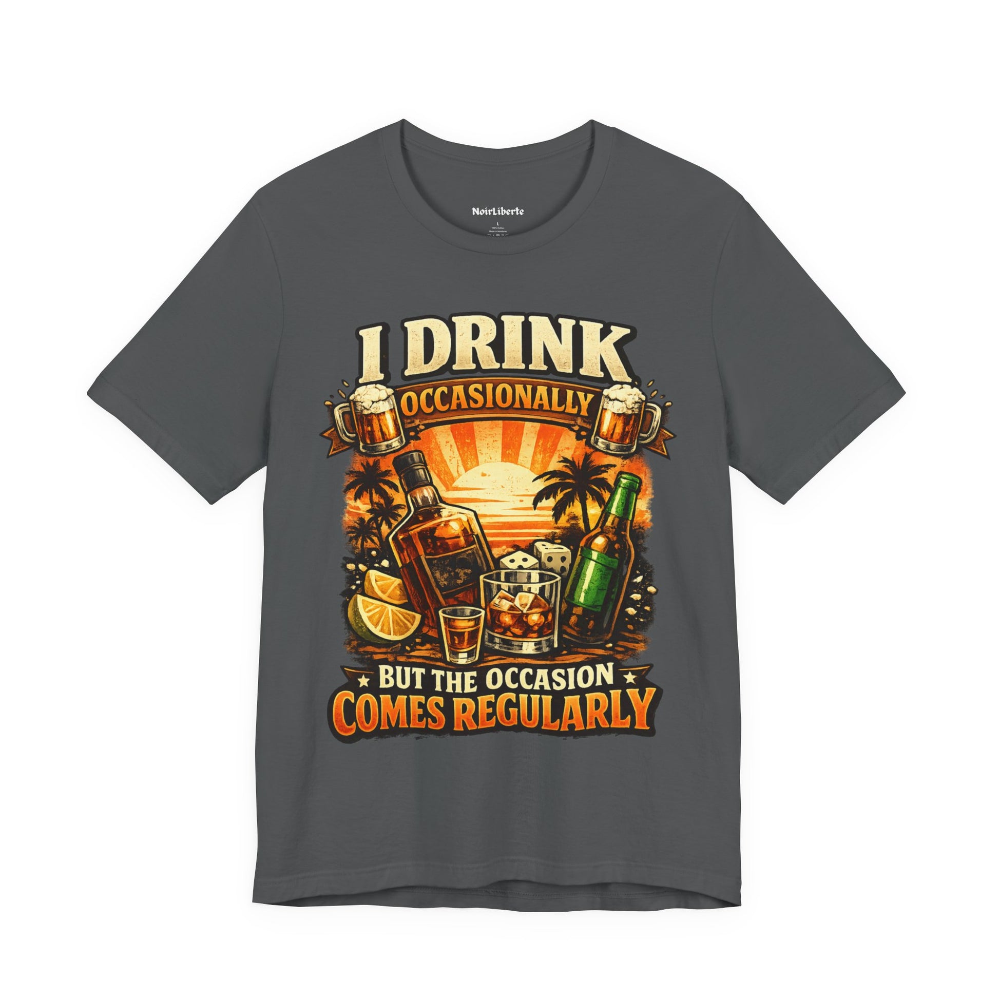 Funny shirt with a drinking graphic phrase, Grey
