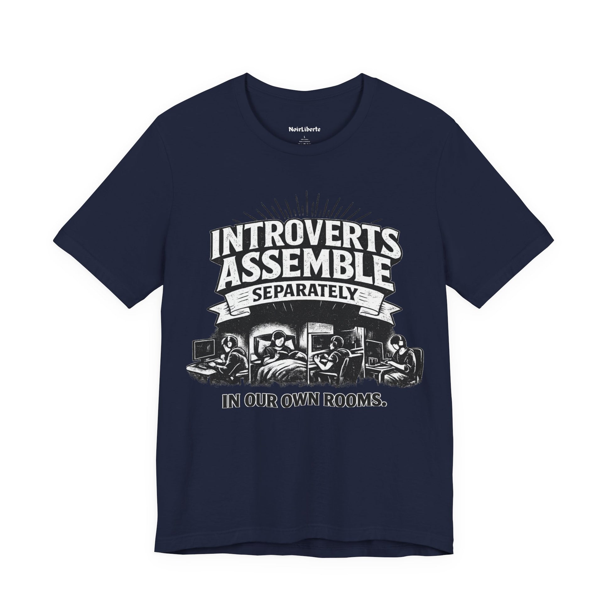 funny shirt with a graphci phrase about introverts, Navy