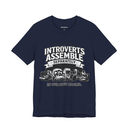 funny shirt with a graphci phrase about introverts, Navy