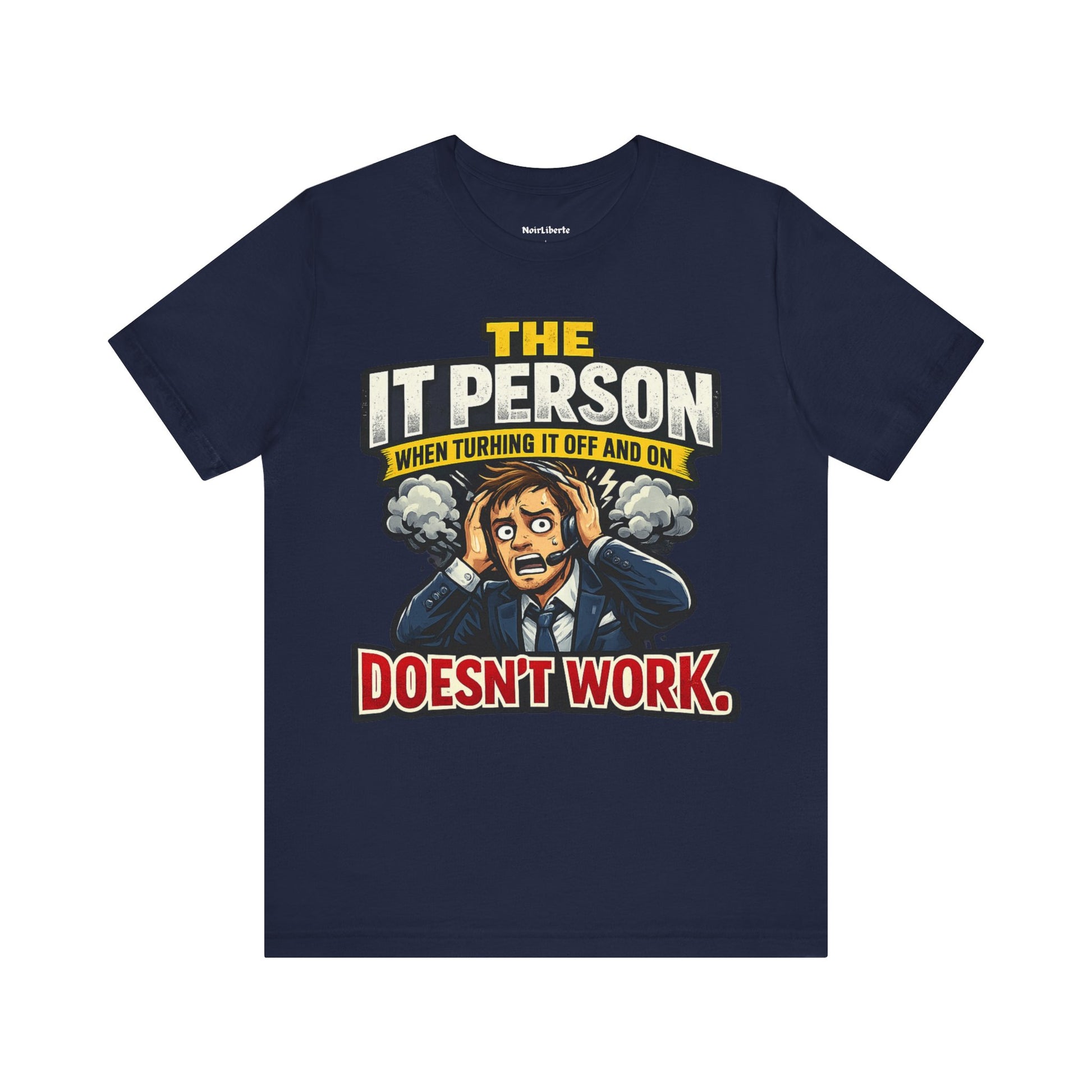 Funny shirt with a workplace graphic phrase, Navy
