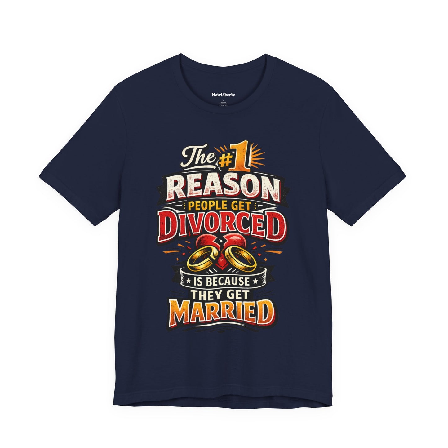Funny shirt with a divorce graphic saying, Navy