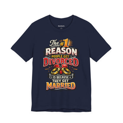 Funny shirt with a divorce graphic saying, Navy